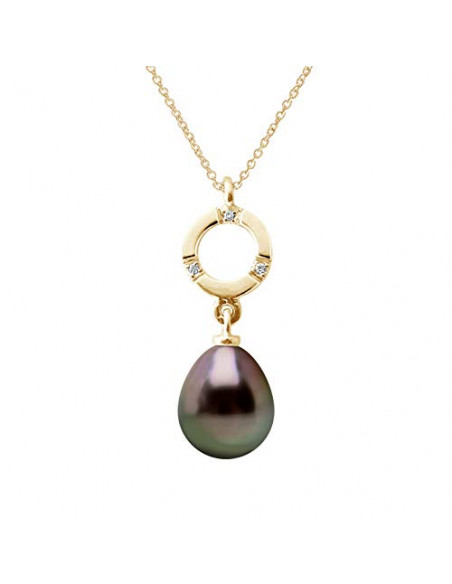Collier Tessa Cercle Perle Tahiti & Diamant - Or
