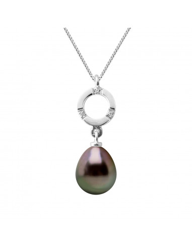 Tessa necklace Tahiti pearl and diamond circle - gold