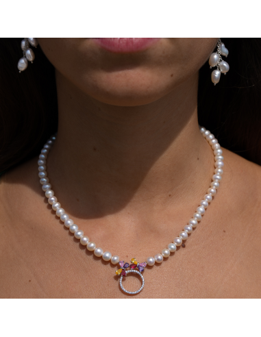 Butterfly Pearl Necklace - Silver