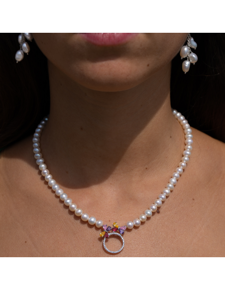 Butterfly Pearl Necklace - Silver