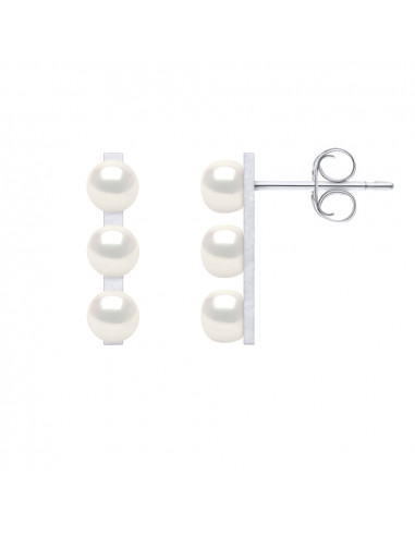 Three Pearl Earrings - Silver