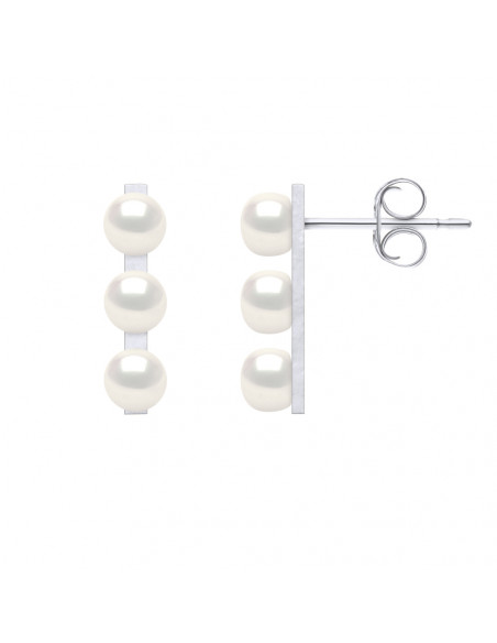 Three Pearl Earrings - Silver