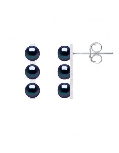 Three Pearl Earrings - Silver