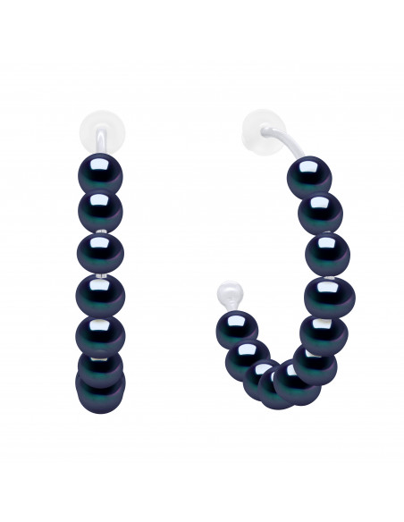 Pearl Hoop Earrings - Silver