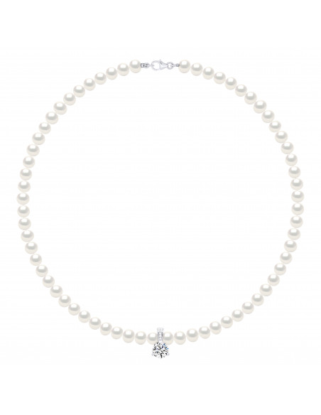 Collier Perles et Crystal - Argent