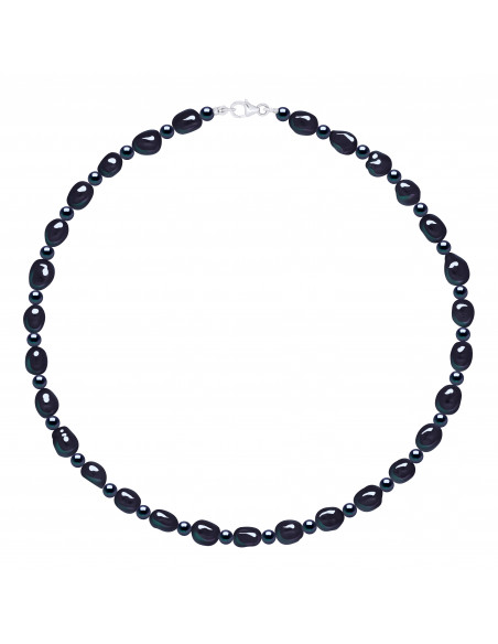 Alternating Beads Necklace - Silver