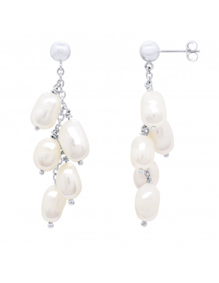 Boucles d'Oreilles Grappes Perles - Argent