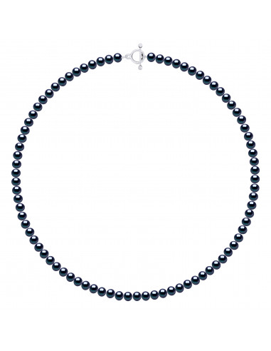 T Necklace with Semi-Round Pearls - Silver