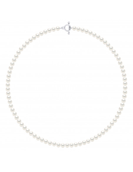 Collier T Perles Semi-Rondes - Argent