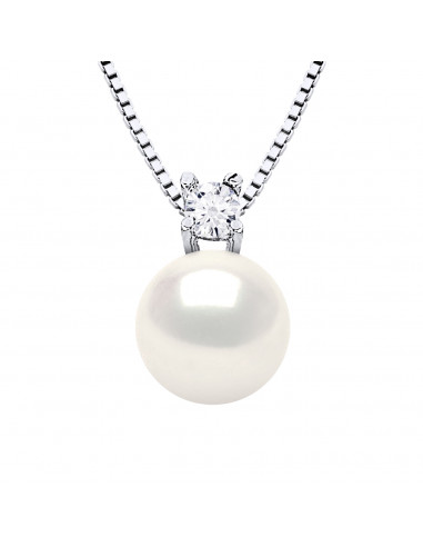 Pearl and Cubic Zirconia Necklace - Silver