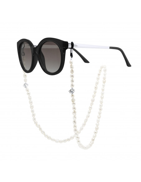Chaîne pour Lunettes Perles et Zirconium - Argent