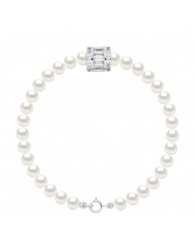 Bracelet Cylindre Perles - Argent