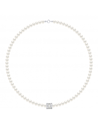 Cylinder Pearl Necklace - Silver