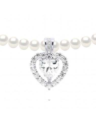 Collier Heart Perles - Argent