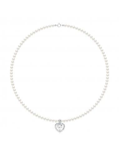 Corazón collar de cuentas - Plata