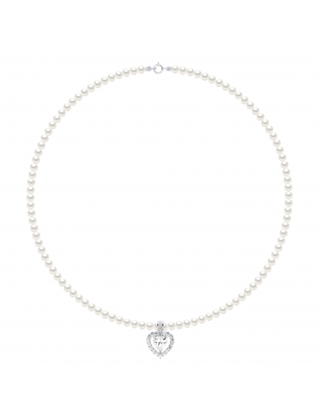 Collier Heart Perles - Argent