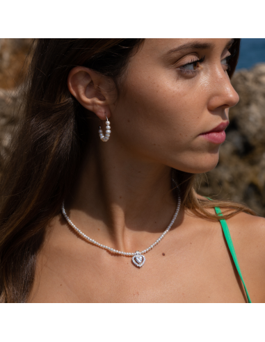 Collana di perle di cuore - Argento