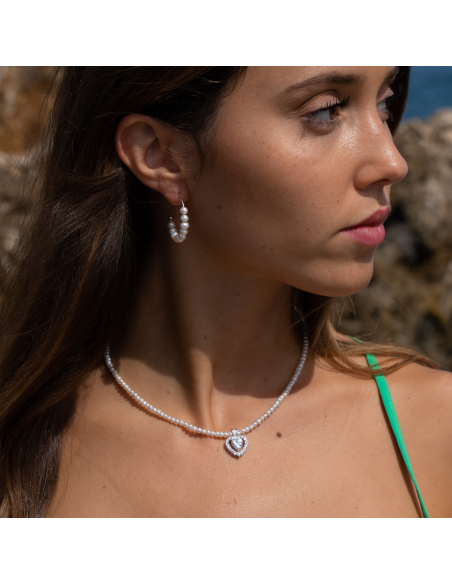 Corazón collar de cuentas - Plata