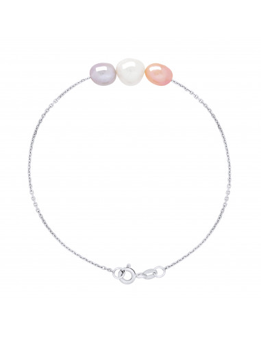 Bracelet 3 Perles Baroques - Argent