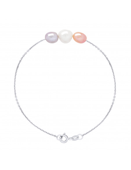 Bracelet 3 Perles Baroques - Argent