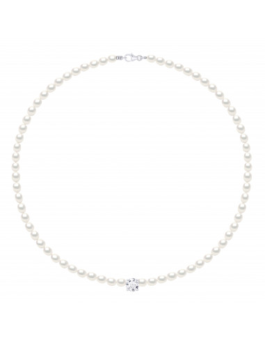 Pearls & Solitaire Necklace - Silver