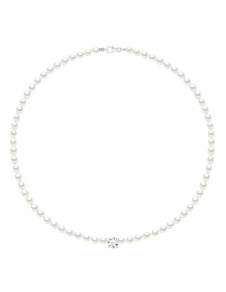 Pearls & Solitaire Necklace - Silver