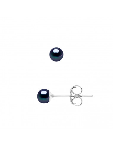 Pendientes Perlas Classic Negro - Plata