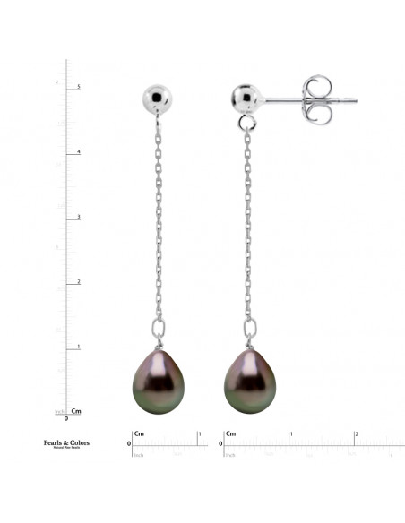 Boucles d'Oreilles Pendantes Perles - Argent