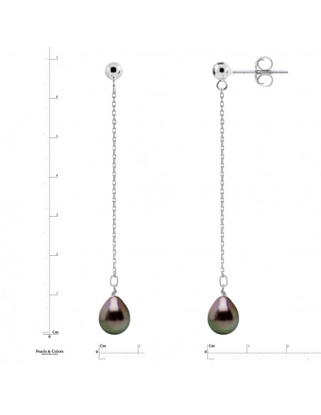 boucles d'oreilles Pendantes Perles Tahiti - Argent