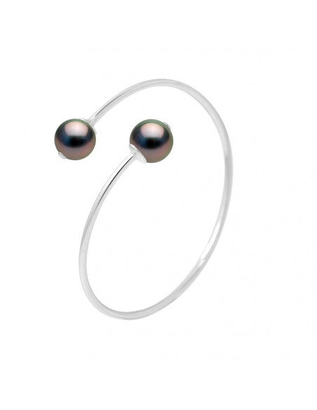 Bracelet Jonc Perles Tahiti - Argent