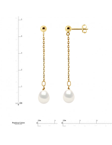 Boucles d'Oreilles Pendantes Perles - Or