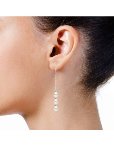 Boucles d'Oreilles Trio Perles - Or