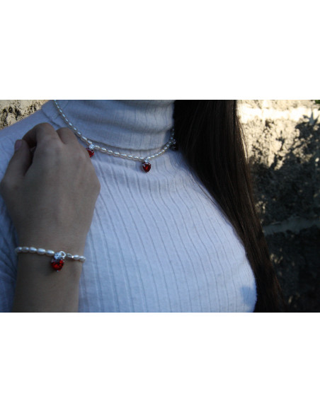Pulsera de amor - cuentas de cultura y corazón rojo