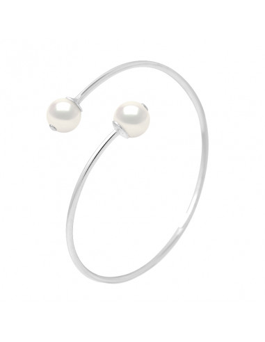 Pearl Bangle Bracelet - Silver