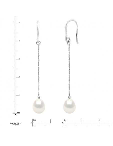 Boucles d'Oreilles Pendantes Perles - Argent