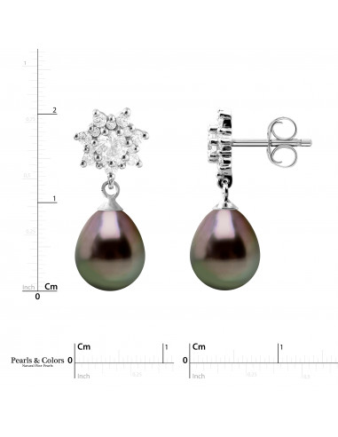 Boucles d'Oreilles Perles Tahiti - Argent