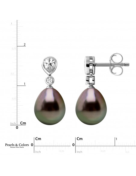 Pendientes Tahiti Perlas - Plata