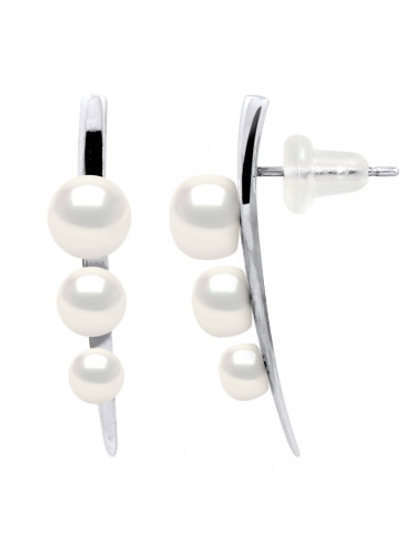 Boucles d'Oreilles Trio Perles - Argent