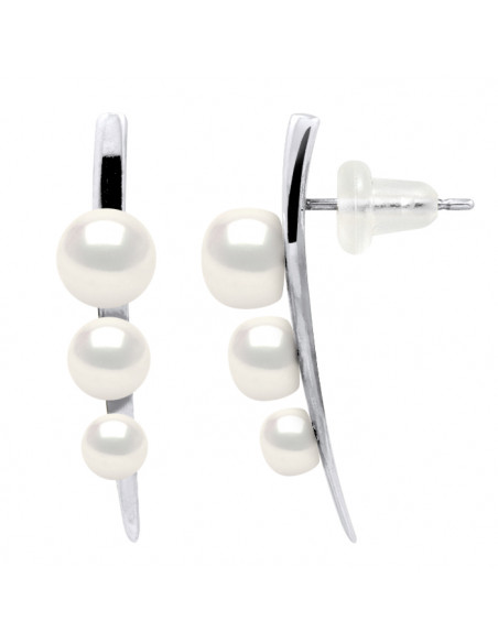 Pearl Trio Earrings - Silver