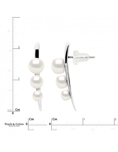 Pearl Trio Earrings - Silver