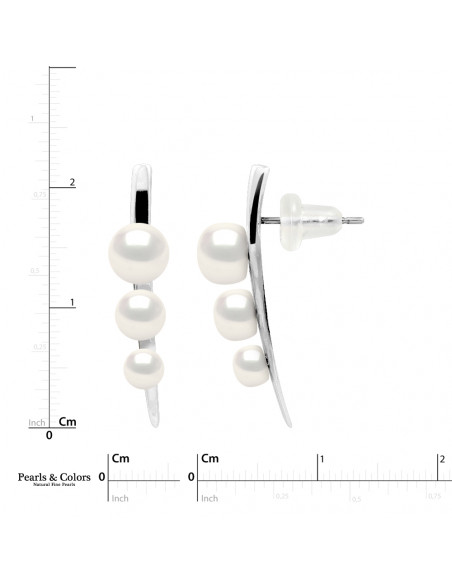 Pearl Trio Earrings - Silver