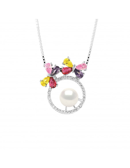 Collier Butterfly Perle - Argent