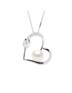 Pearl Heart Necklace - Silver