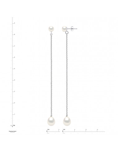 Boucles d'Oreilles Pendantes Perles - Or