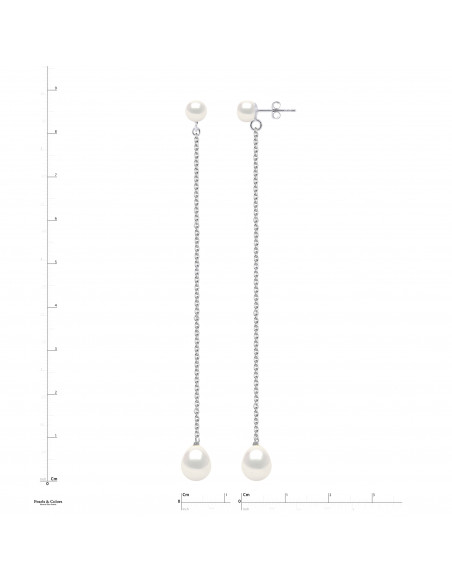 Pendientes perlas colgante - Oro