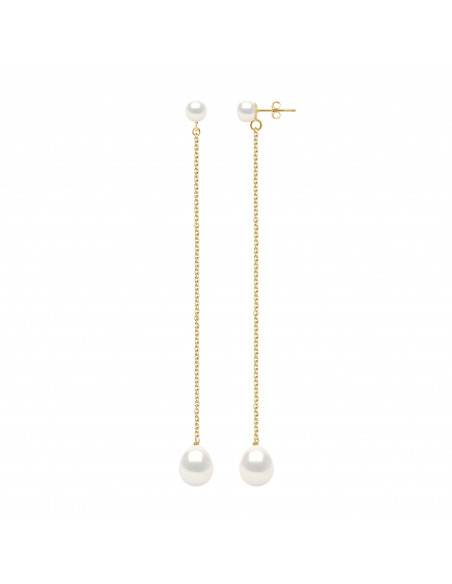 Boucles d'Oreilles Pendantes Perles - Or