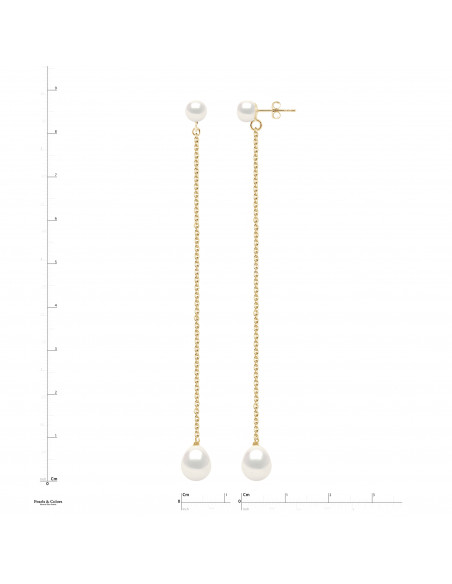 Pendientes perlas colgante - Oro