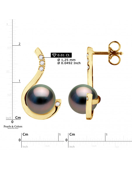 Tahitian Pearl Earrings - Gold