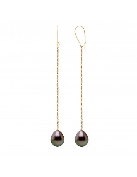 Tahitian Pearl Dangle Earrings - Gold
