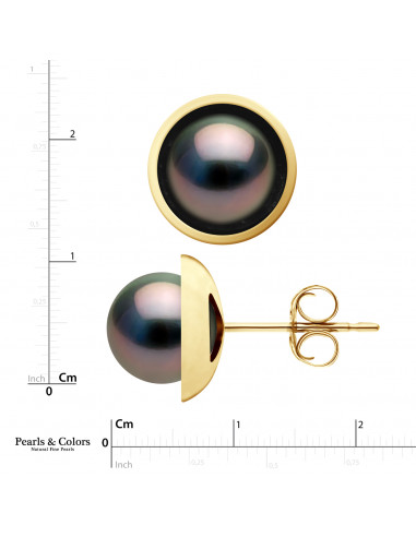 Boucles d'Oreilles Perles Tahiti - Or